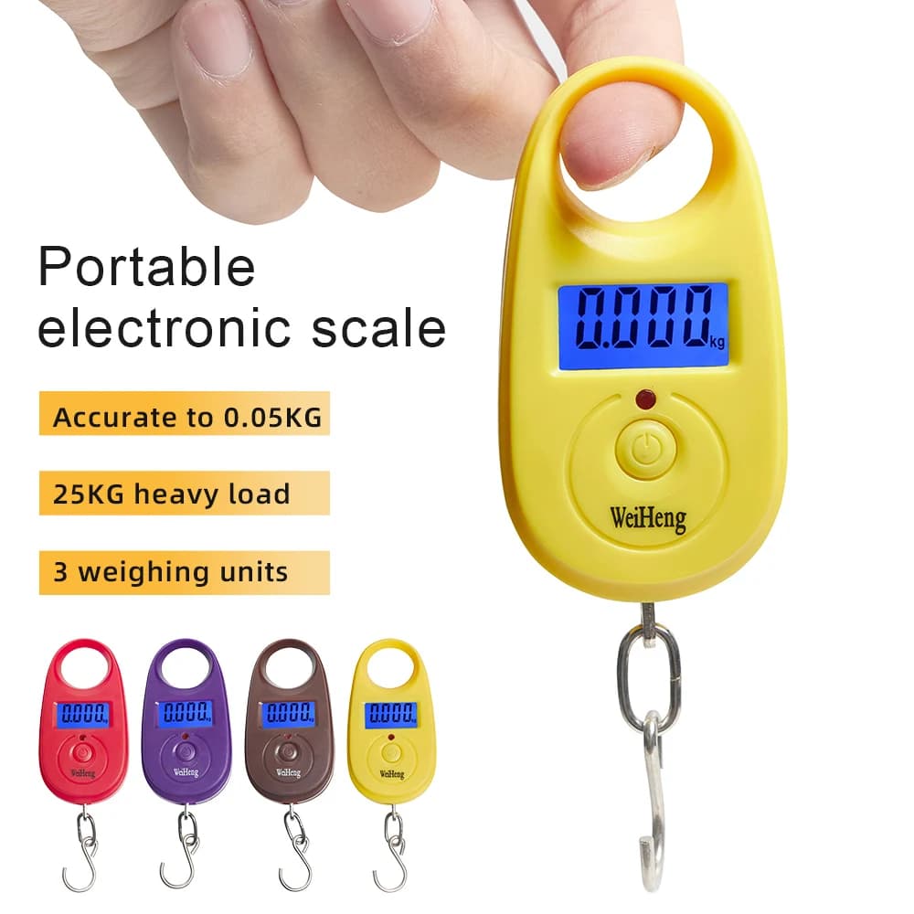 Mini bilancia digitale da 25 kg 5 g Bilancia elettronica per bagagli tascabili con gancio per appendere Mini bilancia LCD