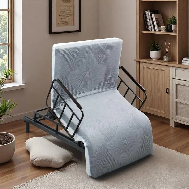 Letto sollevatore elettrico per anziani: telecomando cablato con schienale un solo tocco e abbassamento delle gambe, guide di sicurezza e vassoio staccabile, facile