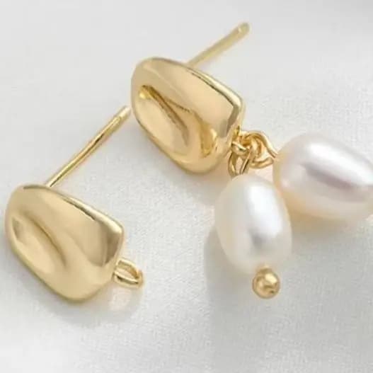 Orecchini in chicchi di caffè rettangolari color oro 14 carati in argento 925 con anelli pendenti Accessori per orecchini fatti a mano fai-da-te E381