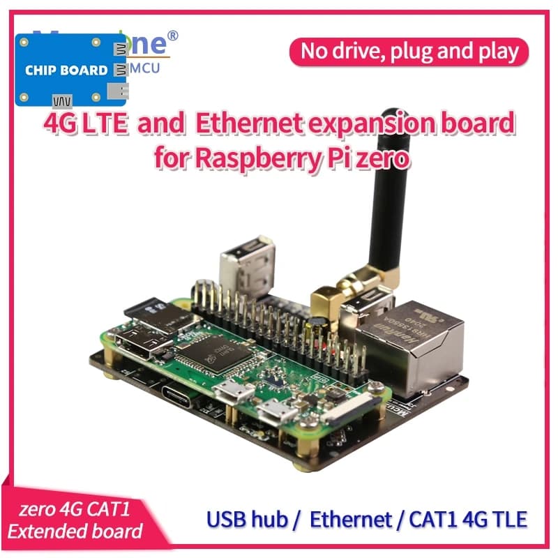 4G LTE and 100Mbps Ethernet expansion card for Raspberry Pi zeroWH