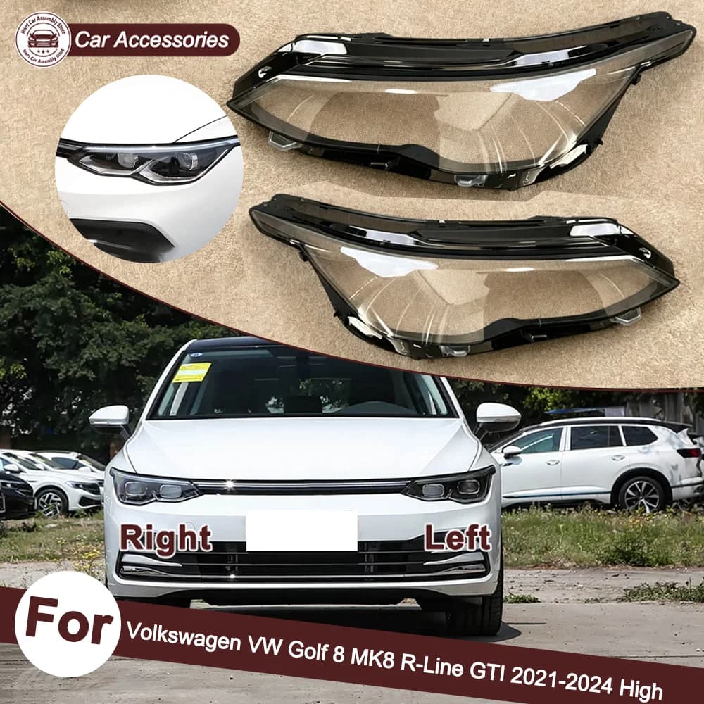 For Volkswagen VW 2021 2022-2024 Golf 8 MK8 R-Line GTI (High Configuration) Car Headlight cover Headlamp Lens Auto Shell Cover