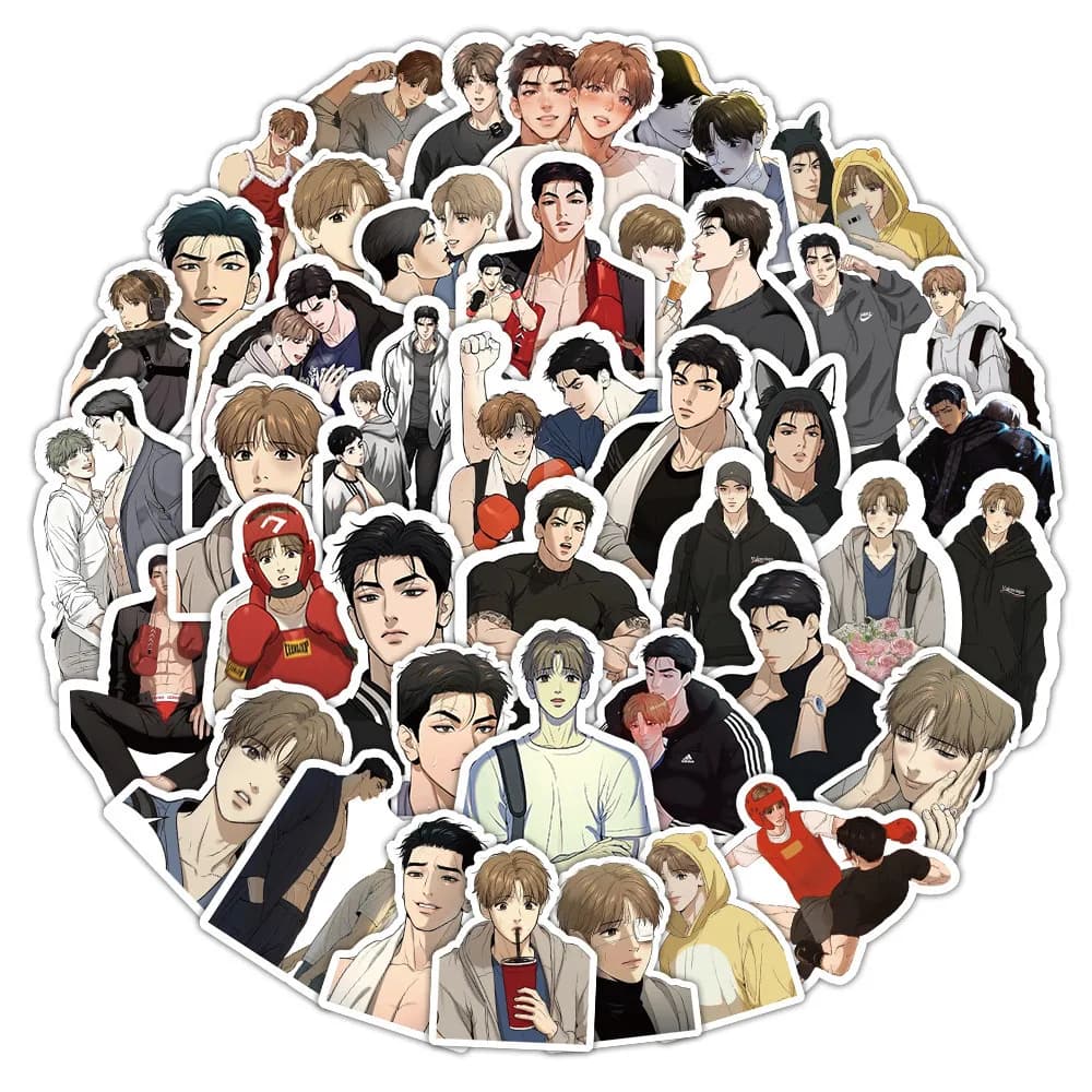 53 Pezzi Adesivi Impermeabili Anime Curse BL BoysLove per Casco, Bicicletta, Quaderno, Astuccio - Papery Pop Store