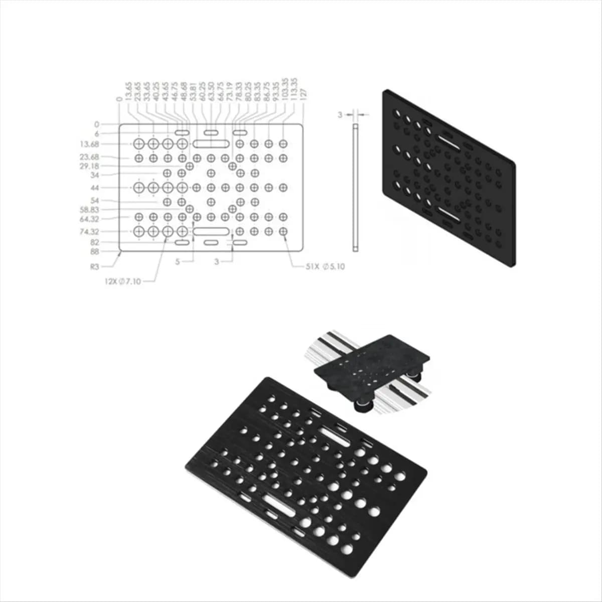 REST V-Slot Gantry Set 20-80mm Gantry Plate with Wheels for V-Slot Aluminum Profiles CNC Router and 3D Printer Part-A