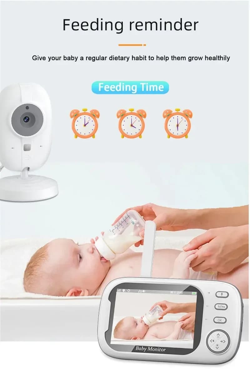 Monitor per Bambini HD da 3,5 Pollici 1280x720P, Telecamera per Cura del Bambino 603 Modello Aggiornato con Angolo Regolabile a 60 Gradi e Funzione Timer