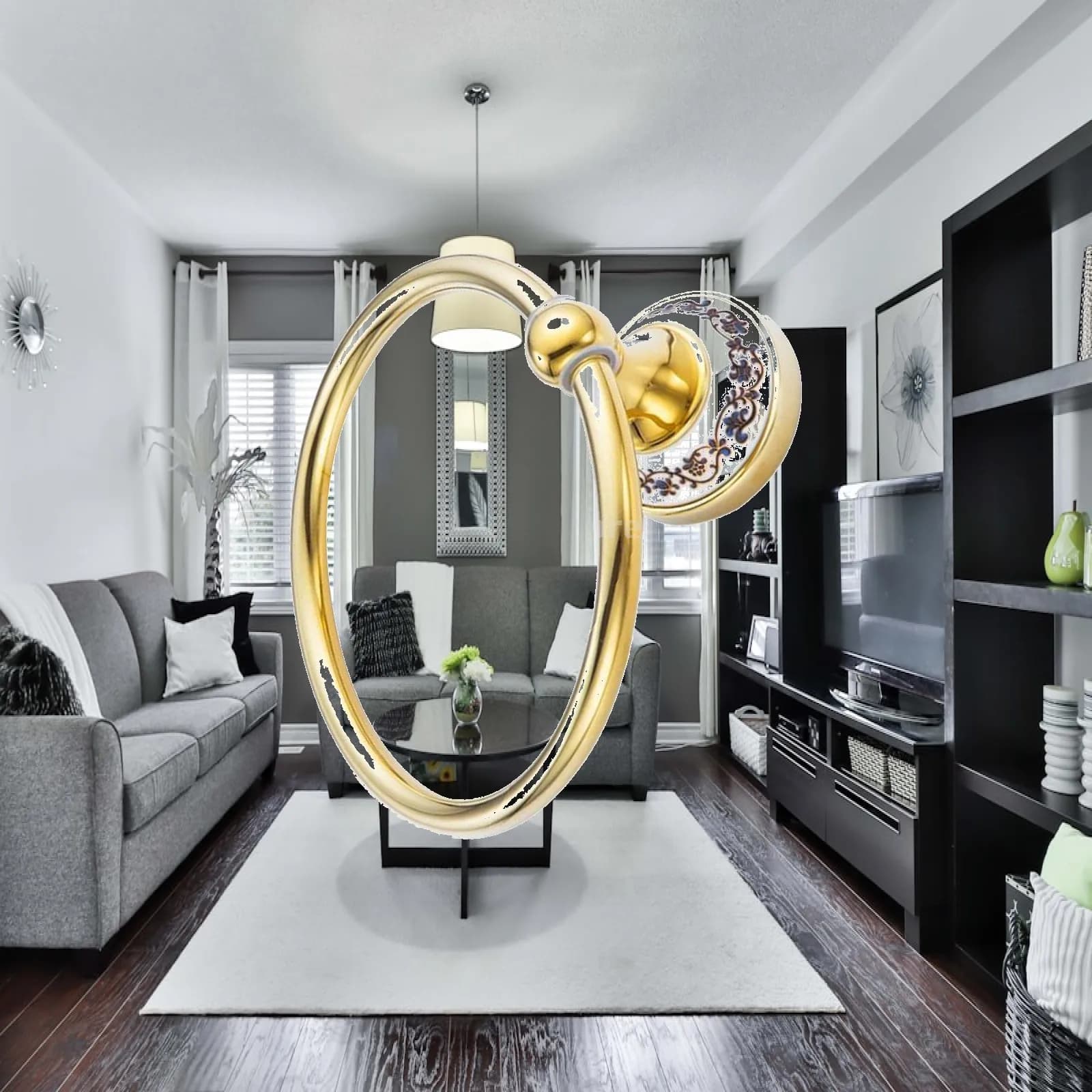 Antique Style Stainless Steel Towel Ring Luxury Gold Wall Towel Holder Bathroom Hanger with Screws for Home Bar