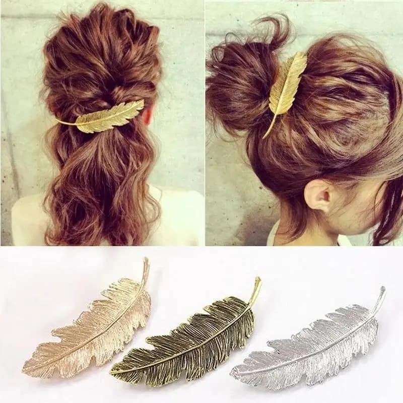 Fermaglio per capelli da donna a forma di foglia e piuma, accessorio gioiello, nuovo, caldo e popolare, per donne e signore, fasce per capelli, forcine, fermagli.