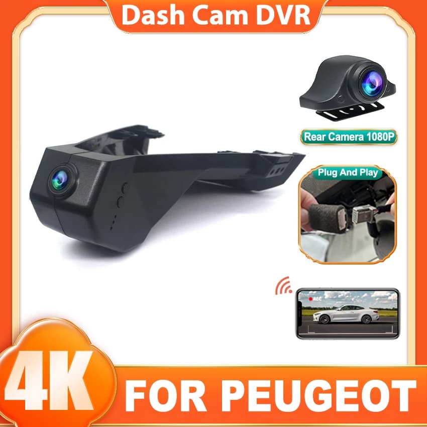 4K HD 2160P Plug And Play Dashcam Wifi Car recorder for Peugeot 3008 Allure 4008 5008 GT DS7 CROSSBACK Citroen C5 X7