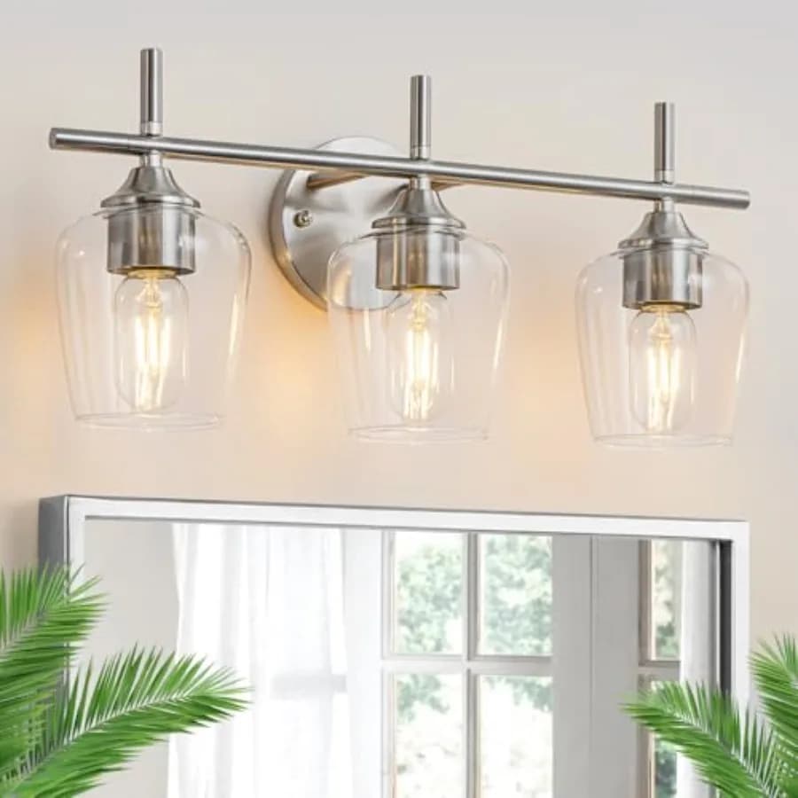 Lampade da Bagno Sopra Specchio, Illuminazione Moderna per Vanità con Paralume in Vetro Trasparente, Lampada da Parete per Camera da Letto e Corridoio