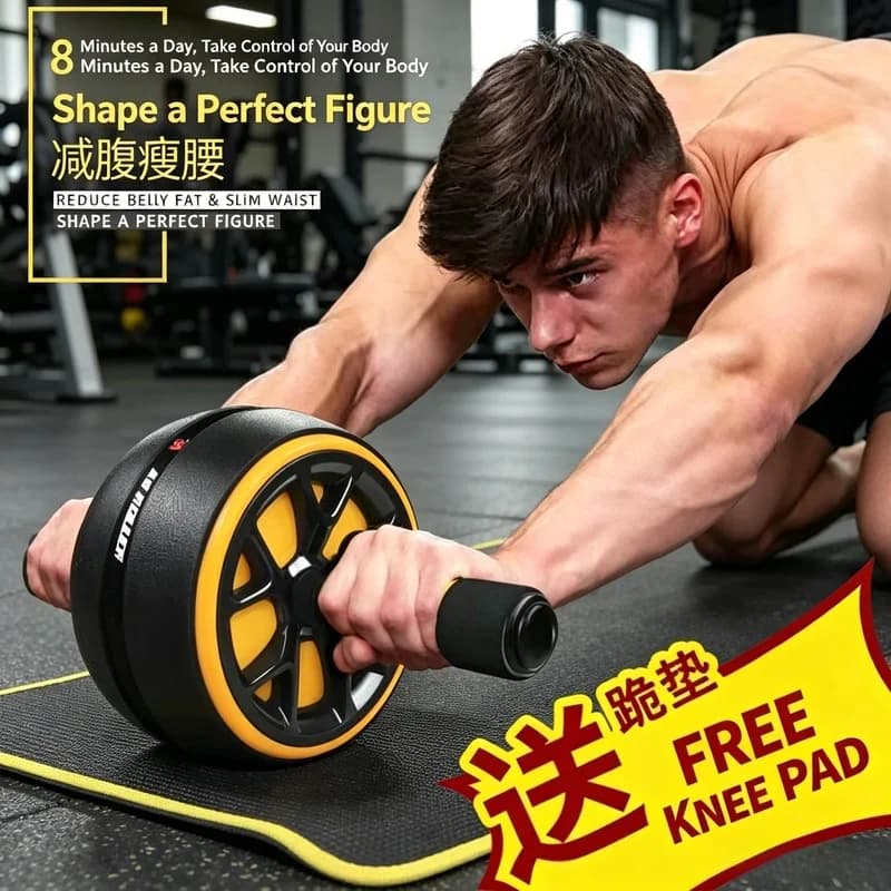 Non‑Slip Ab Roller Wheel, Durable Abdominal Core Workout Fitness Equipment for Men Women Household Indoor Gym Exercise Training