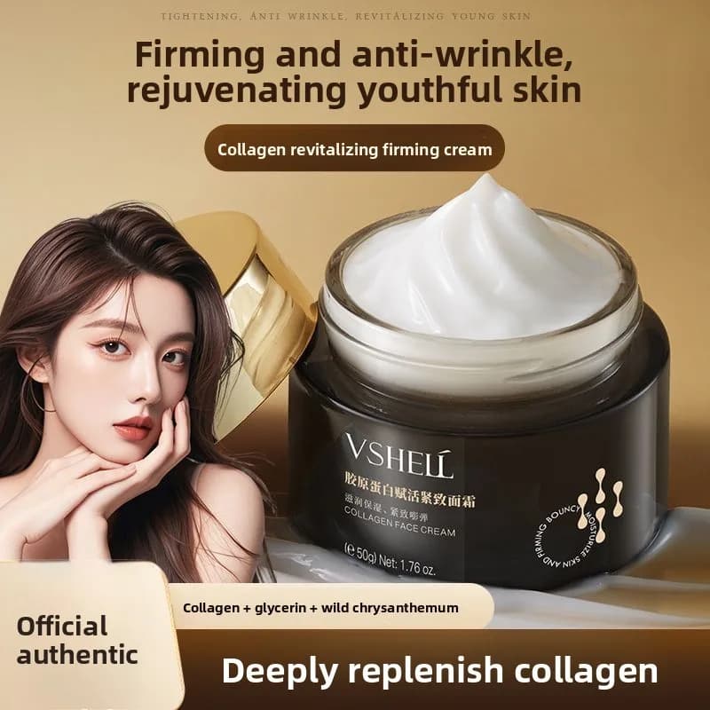Zhibei Crema al collagene Antirughe ingiallimento Schiarente Idratante Idratante Rassodante Riducendo le linee sottili Nutriente invecchiamento