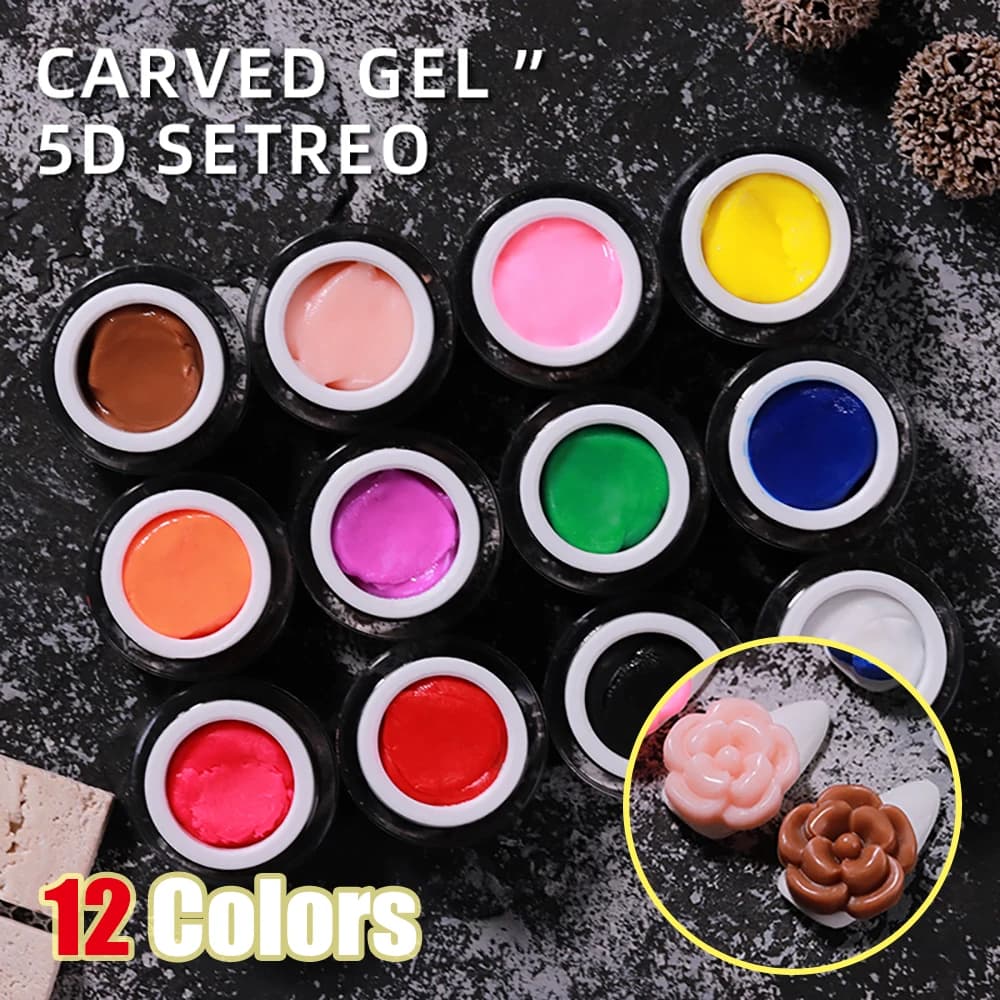 Vendeeni 12 colori intagliati gel smalto fai da te plastilina UV LED gel smalto modellazione 3D scultura gel lacca per nail art design