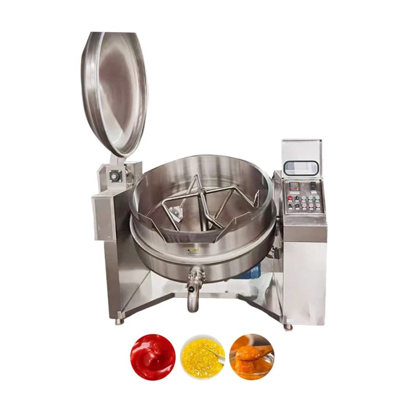 Big Capacity Automatic Sauce Jam Syrup Stirring Industrial Cooking Mixer Machine Electric Oil Heating Jacket Kettle Mix Cooker