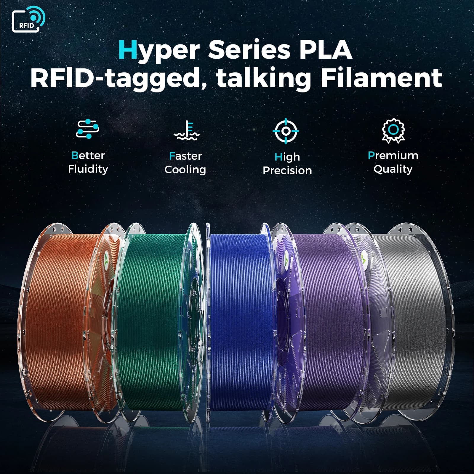 Creality Hyper PLA RFID Stardust Filament 1KG 1.75mm for Most FDM 3D Printers Multicolor Hyper PLA Starry 3D Filament Original