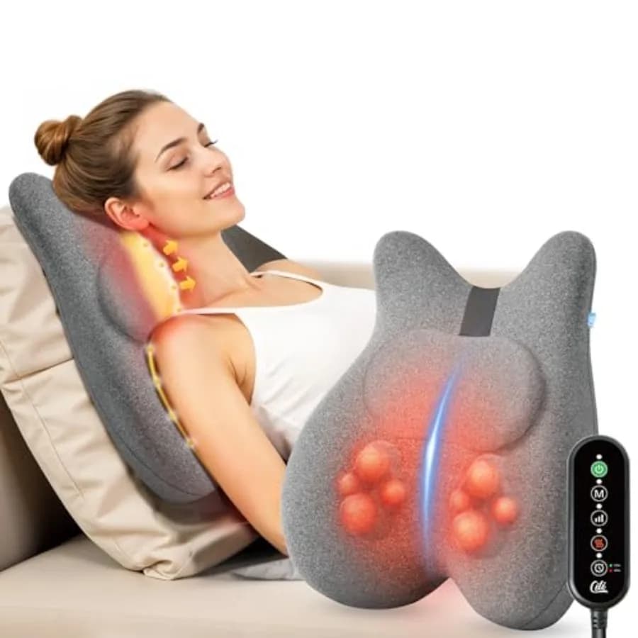 Cuscino di supporto lombare per la schiena per sedia da ufficio Sedia da scrivania Supporto lombare per la schiena con funzione di massaggio e riscaldamento Memory Foam lombare
