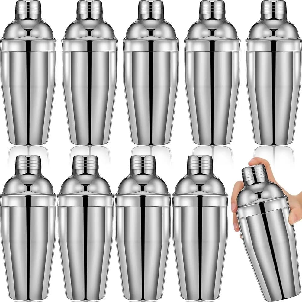 Shaker per Cocktail in Acciaio Inox da 18,6 oz con Colino Integrato per Barman e Bevande per Feste (Argento)