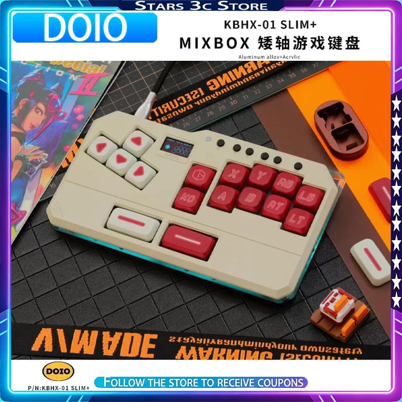 Tastiera da Gaming DOIO KBHX-01 SLIM+ Versione Mini in Lega di Alluminio, Accessori per Giochi Arcade Compatibili con PS5, Switch e PC