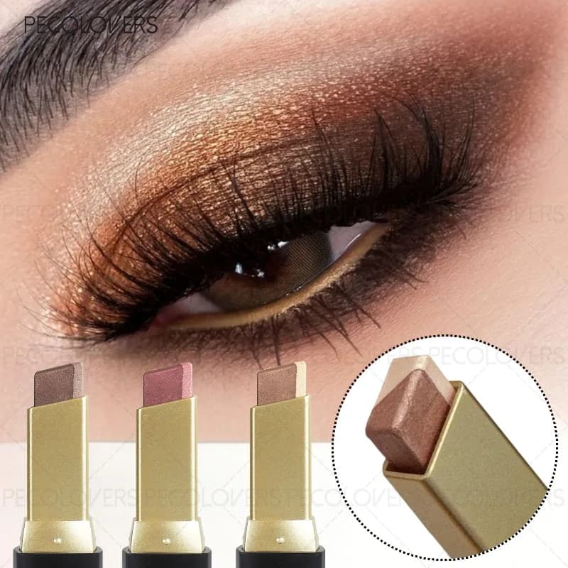 1PC Ombretto Bicolore Lazy, applicazione con un solo tocco, evidenzia gli occhi, illumina gli occhi, cosmetici per occhi