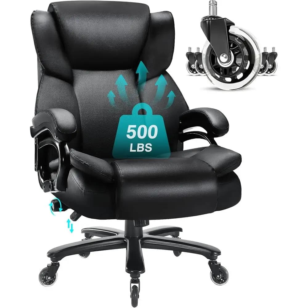 Large Ergonomic Office Chair with Capacity of 227 kg, Robusta Desk Chair with Adjustable Lumbar Support, Pneumatic Spring Bearing, Qu