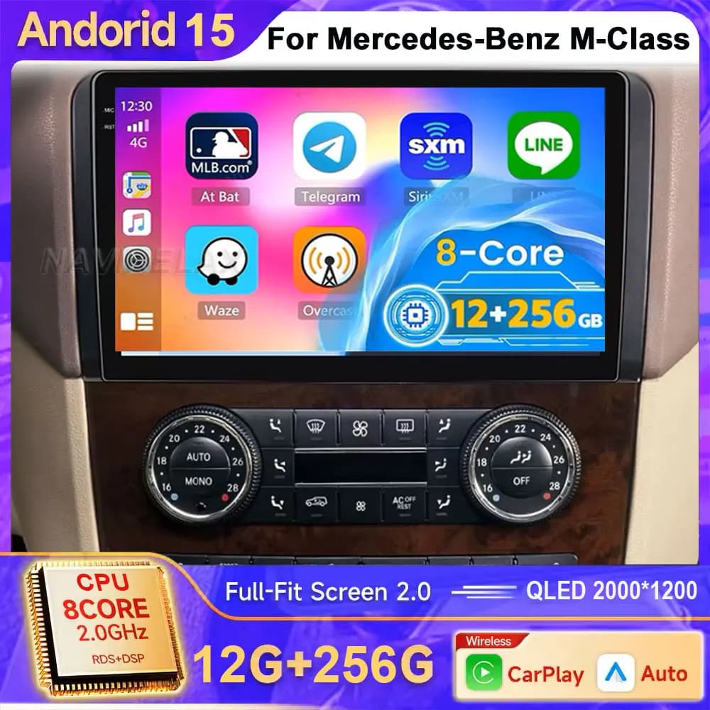 Android 15 Carplay 2 Din Autoradio Stereo Per Mercedes-Benz Classe M W164 Classe GL X164 ML GL ML350 ML500 GL320 ML280 GL350 GL450