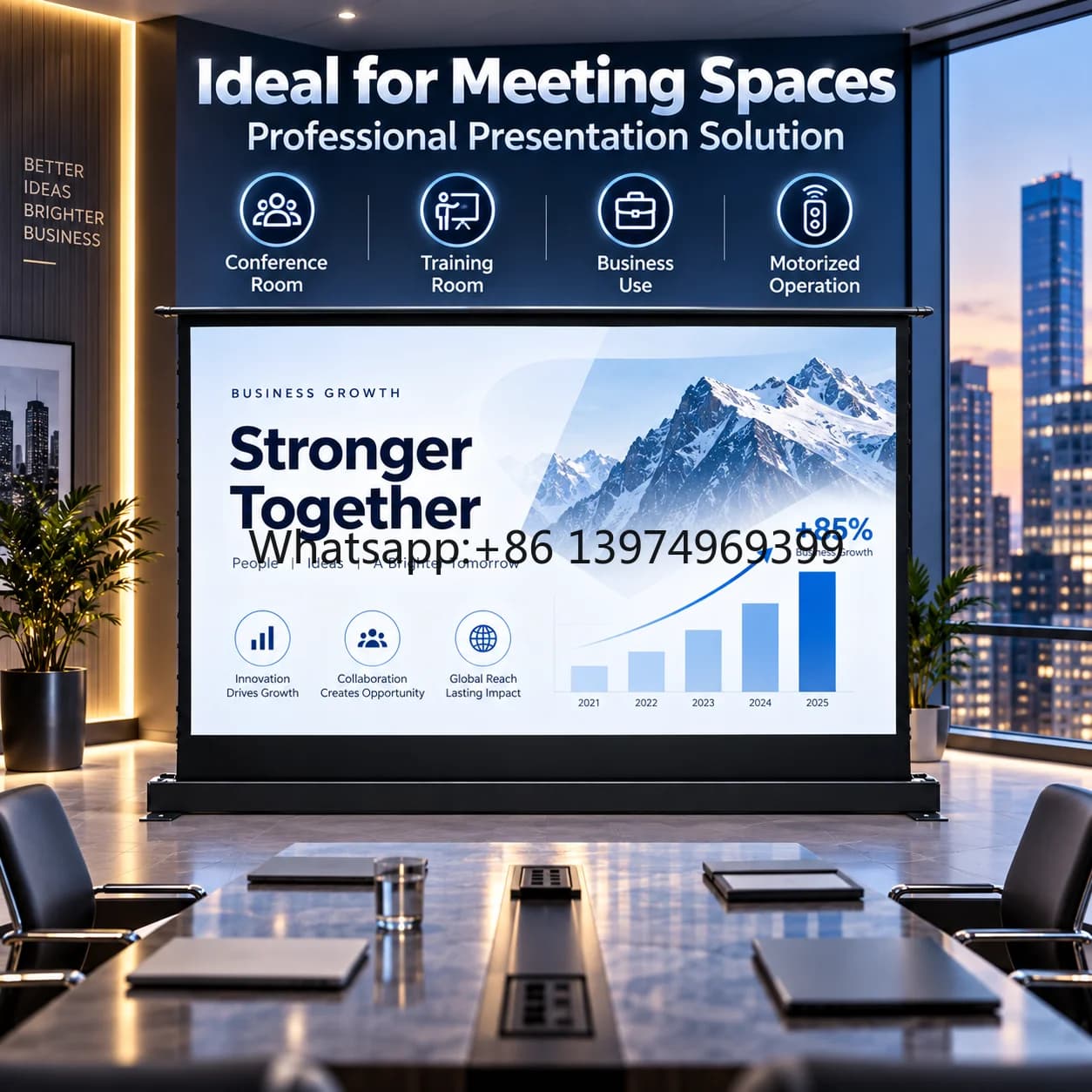 Motorized Tab Tensioned Projector Screen Large Cinema Projector Screen Floor Rising Screen for Professional Presentation