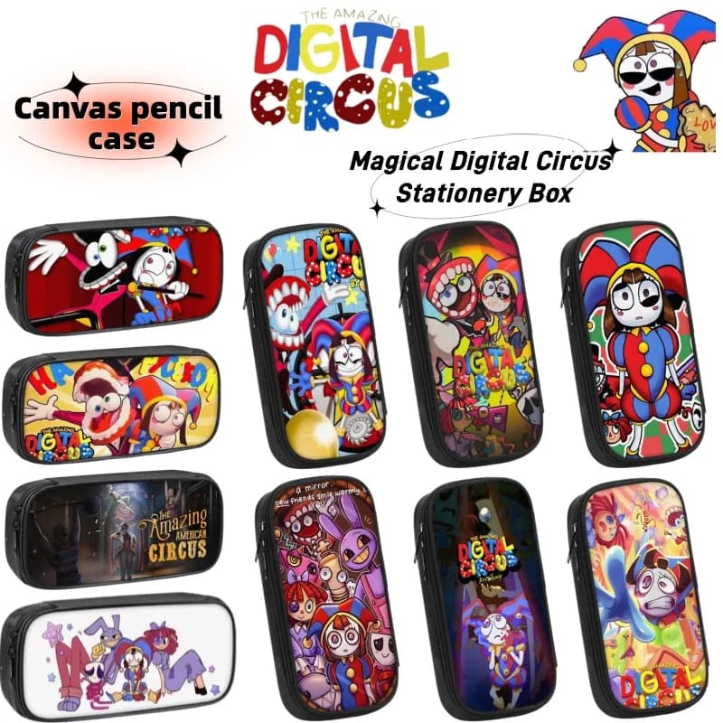 Magic Number Circus Cartoon Anime Merchandise Personalized Canvas Pencil Case High-Value Students' Stationery Box for Boys
