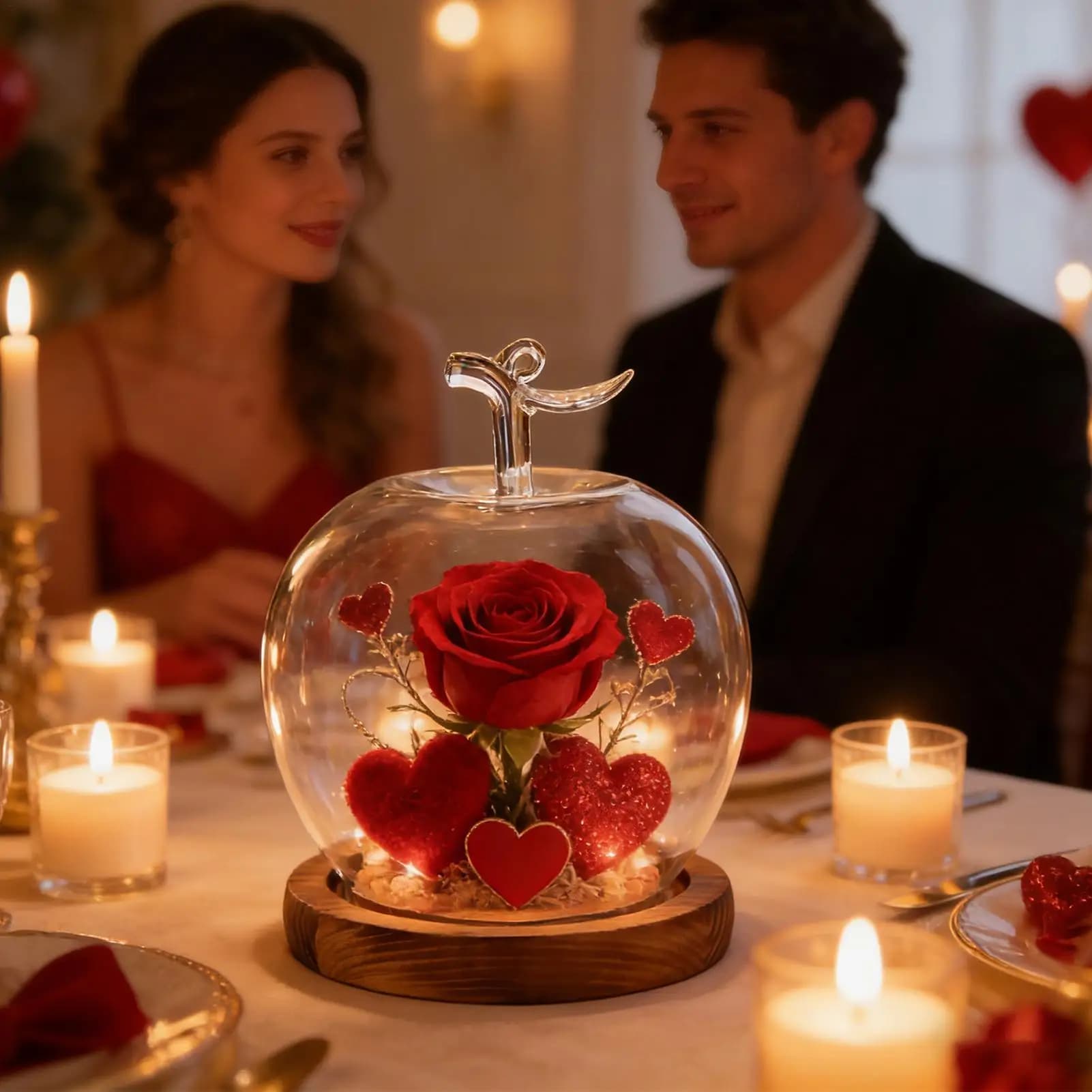 Cloche Glass Dome Fruit Shape Desktop Decoration Preserved Flower Glass For Collectors Home Retail Store Wedding Jewelry Gifts