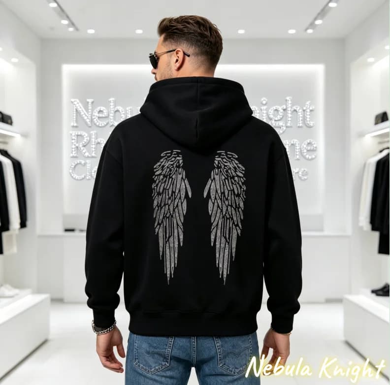 Men's Shiny Rhinestone Hoodie Street Style Designer Pullover Long Sleeve Casual Sweatshirt Daily Wear Hooded Top