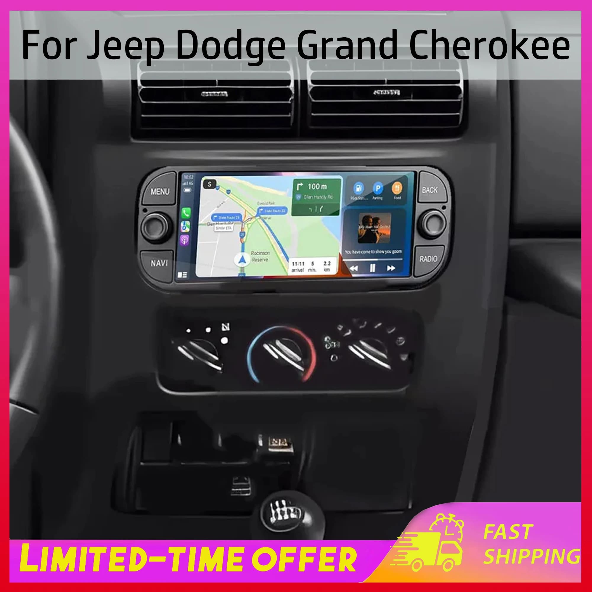 2+32GB Android 15 Car Stereo 6.86in Radio for Jeep Dodge Grand Cherokee with CarPlay Android Auto GPS WiFi FM/RDS Bluetooth+AHD