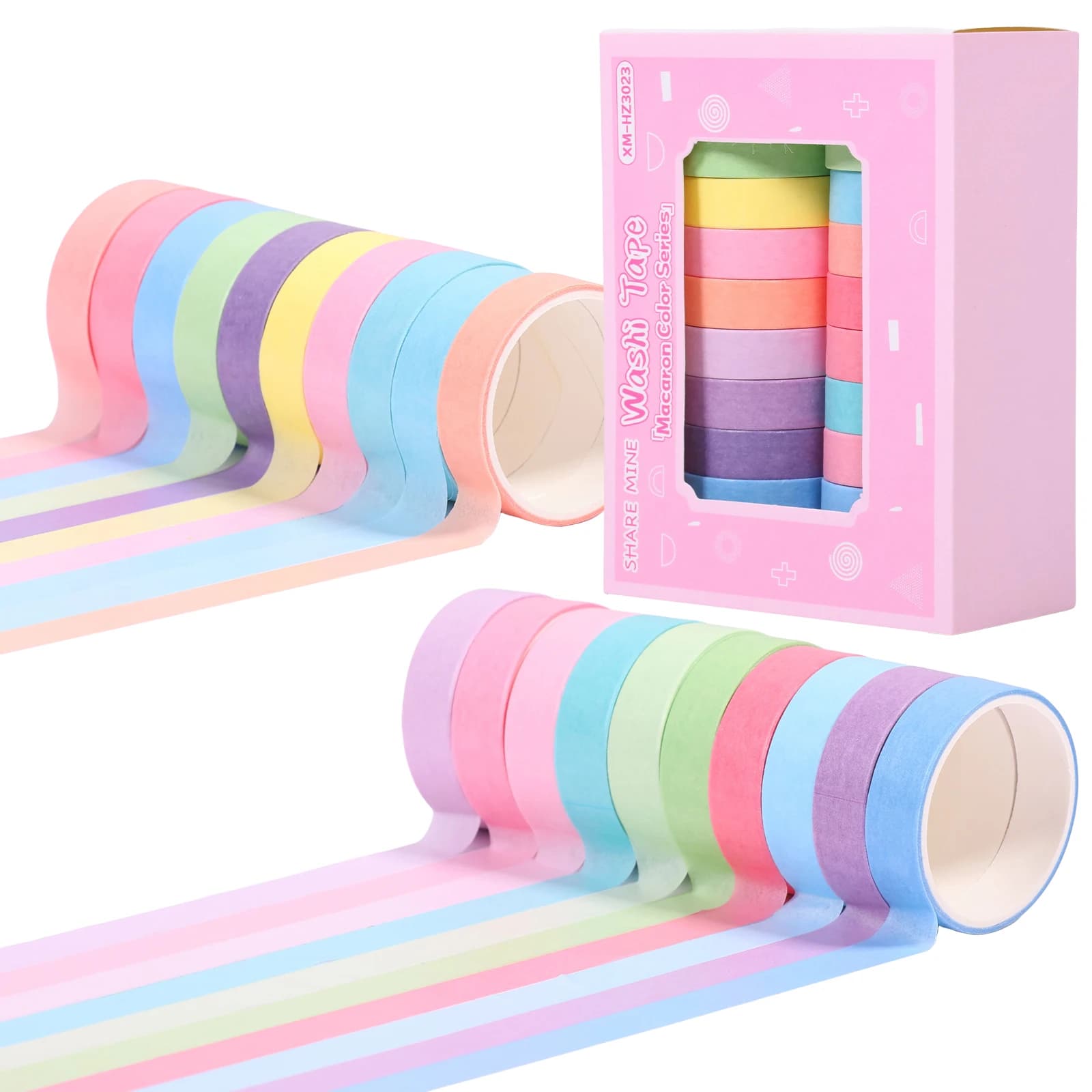 20 Rolls Washi Tape Set Colorful Masking Tape Decorative Adhesive Strip for Painting DIY Scrapbook Journaling Decorative Tapes