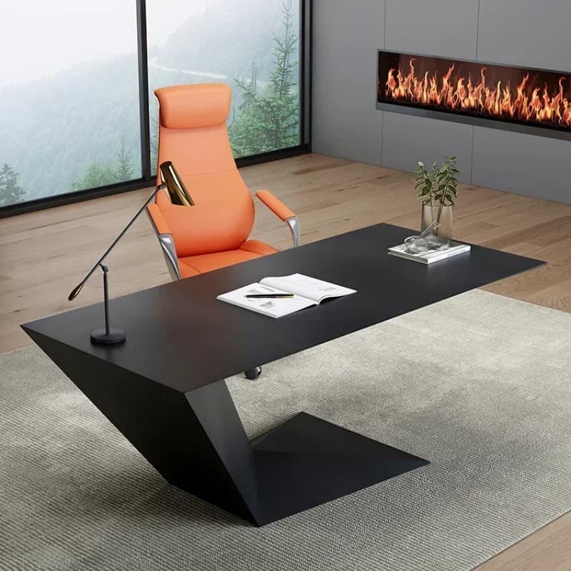 Scrivania Minimalista per Ufficio Domestico, Computer, Studenti, con Organizzatore, per Laptop, Nera, Scrivania Direzionale, per Gaming, Camera da Letto, Arredamento di Tendenza