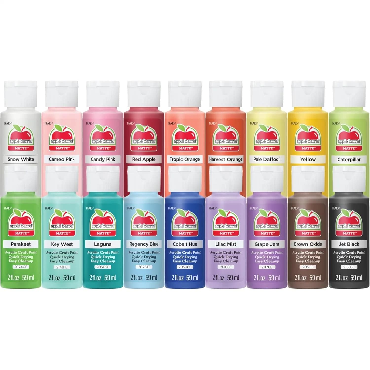 Set di colori acrilici per artigianato, 18 colori opachi in flaconi da 2 fl oz per legno e lavori manuali, facile da pulire con sapone e acqua