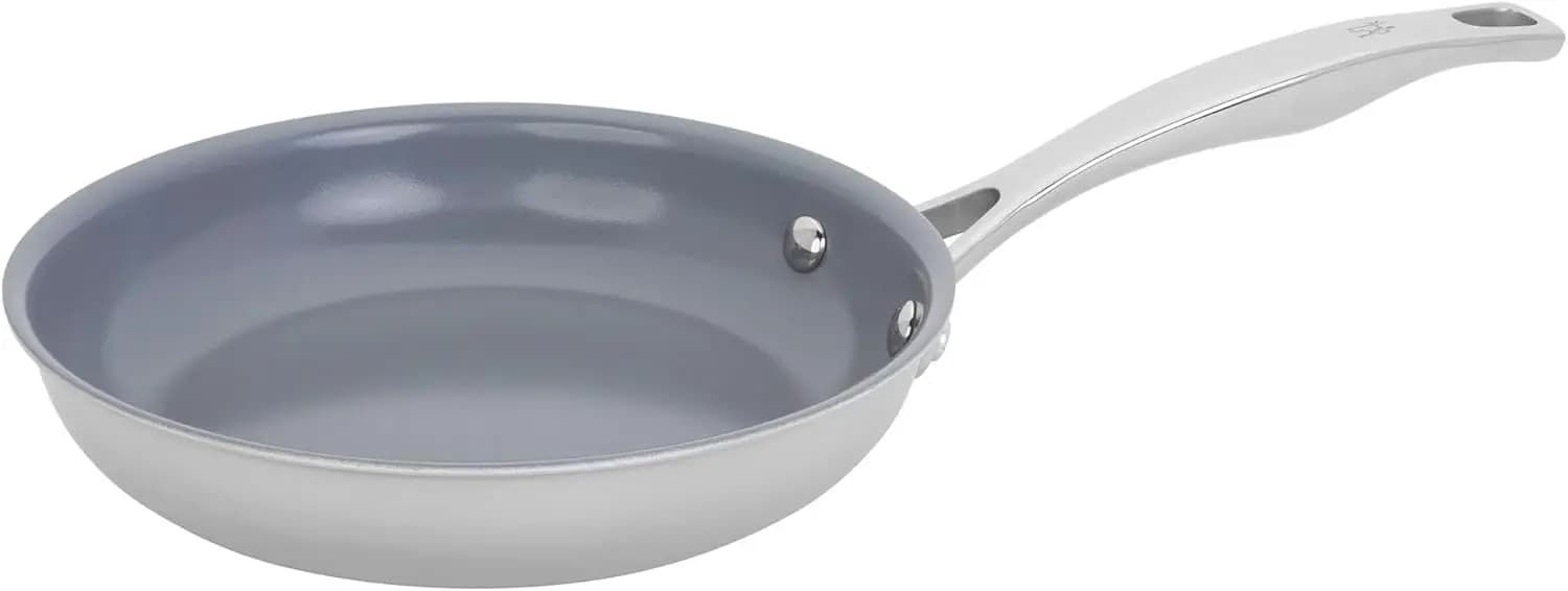 Padella Antiaderente in Ceramica a Induzione da 8 Pollici, in Acciaio Inossidabile, Resistente e Facile da Pulire