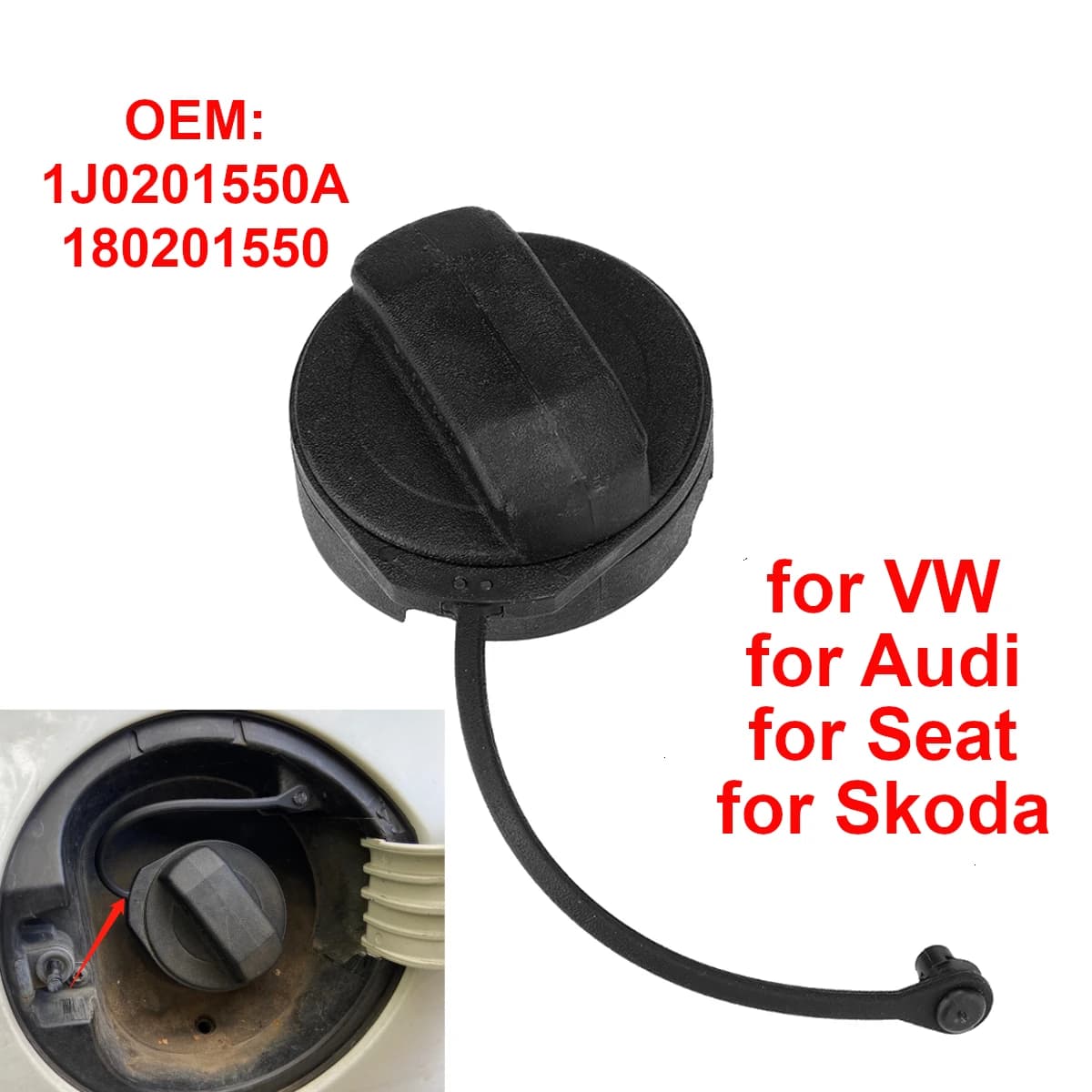 Auto Olio Tappo Del Serbatoio Del Carburante Copertura Corda Anello 180Z01556 per VW Golf Jetta Passat Polo per Audi A3 A4 A6 per Skoda Octavia Leon per Seat