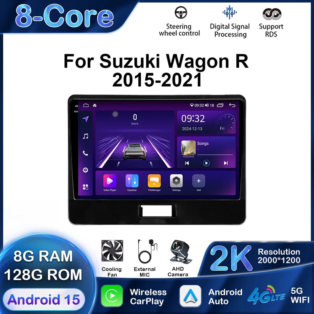 Lettore multimediale per auto per Suzuki Wagon R 2015-2021 Navigazione GPS Android Carplay Auto Stereo Radio Stereo DSP 2Din WIFI QLED