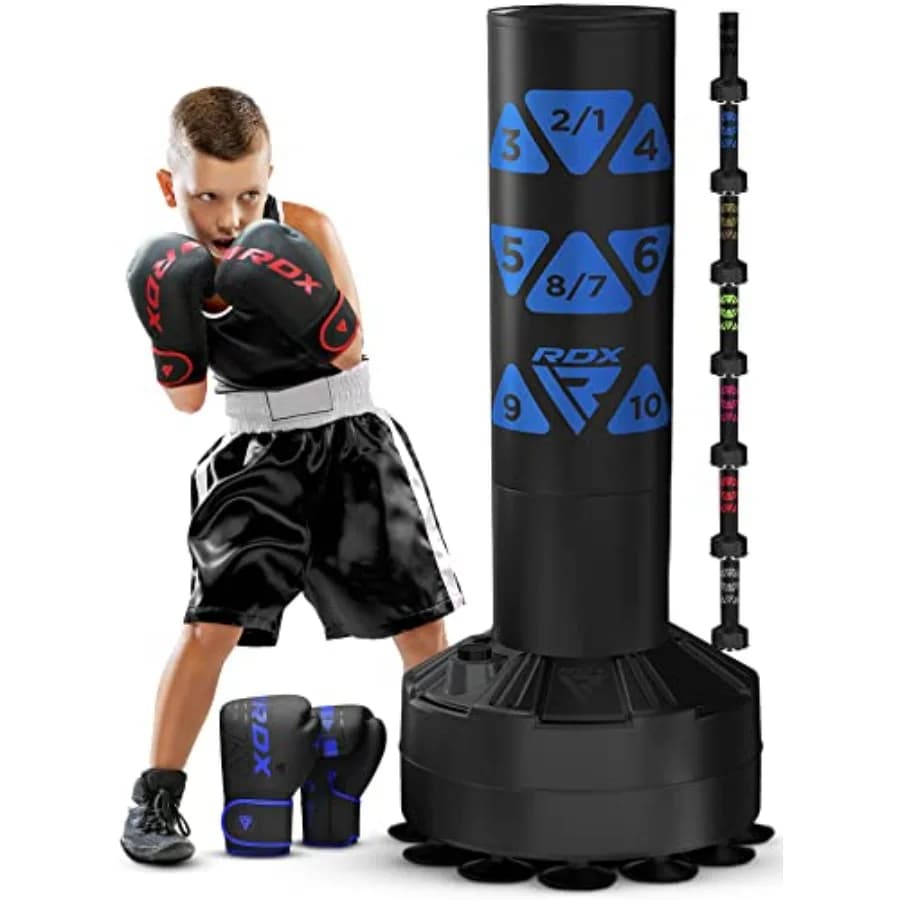 120 cm self-supporting boxing bag with suction cup base for Home Gym, Kickboxing, MMA, Boxing, Muay Thai, Karate, Wushu