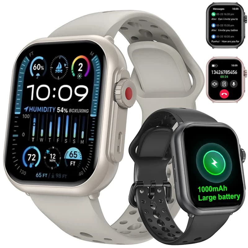 Watch Ultra K62 Man Woman 1000mAh AMOLED 100 + Sport Bluetooth Called GPS Tracking Heart Rate Waterproof Smart Watch for iOS Android