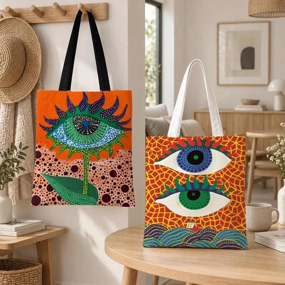 Artist Yayoi Kusama Storage Bags Storage Bags Canvas for Women Reusable Shoulder Shopping Bag for School Gifts