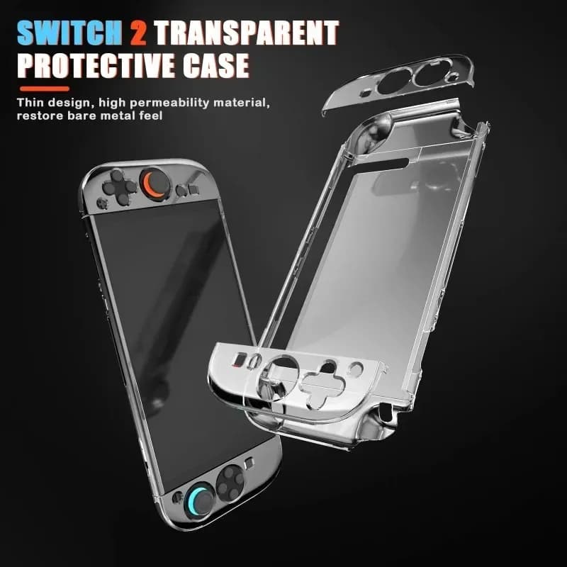 Custodia rigida trasparente per PC Custodia protettiva per console di gioco NS Switch 2 Joy-con Protezione completa posteriore per accessori Switch
