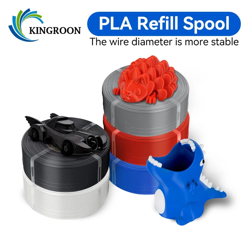 KINGROON PLA Refill Filament 5kg Reusable Spooless 3D Printer Printing 1.75mm Without Tray Neatly Wound Filament for 3D Printer
