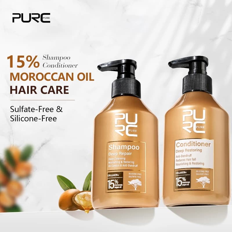 PURC Shampoo for deep repairs Set balm oil Moroccan Collagen Keratin Haircare Treatment Oil Control Kit Anti-drift
