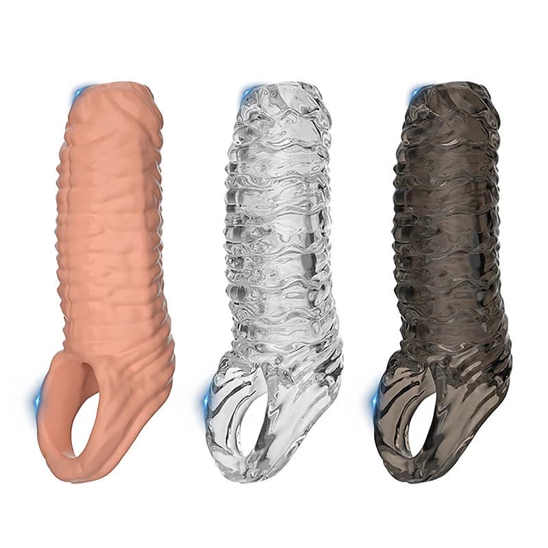 Anello per Pene Realistico, Estensore per Pene, Manicotto per Pene, Ingranditore per Pene, Ritardante per l'Eiaculazione, Anello per Pene Riutilizzabile, Sex Toy