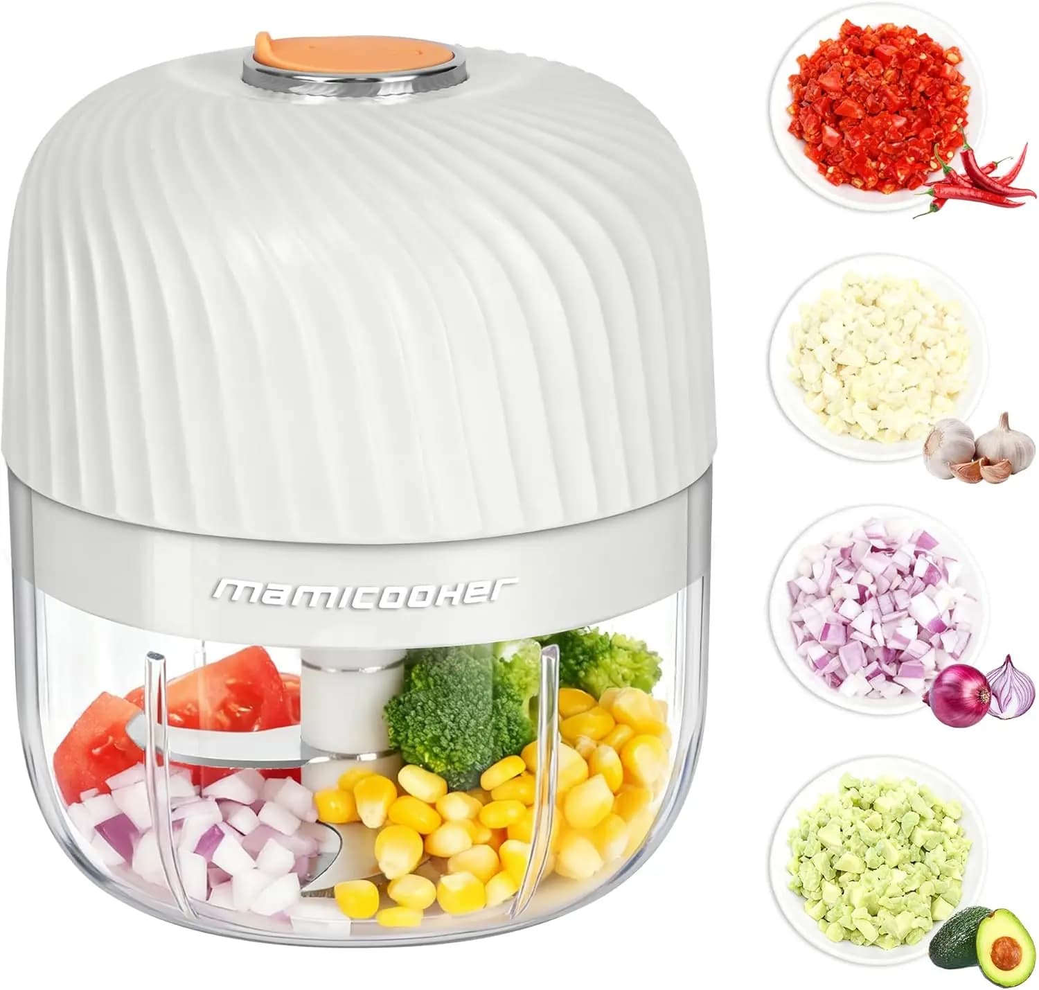 Tritatutto Elettrico per Aglio, Mini Tritatutto Portatile per Verdure, Trituratore e Schiacciaverdure da 250ML per Aglio e Cipolla, Frullatore per Verdure, Senza Fili
