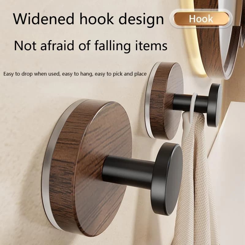 Suction Cup Hook Waterproof Wall Mount Hooks Reusable Walnut Wood Punch-free Kitchen Bathroom Wall Hanger Towel Clothes Hook
