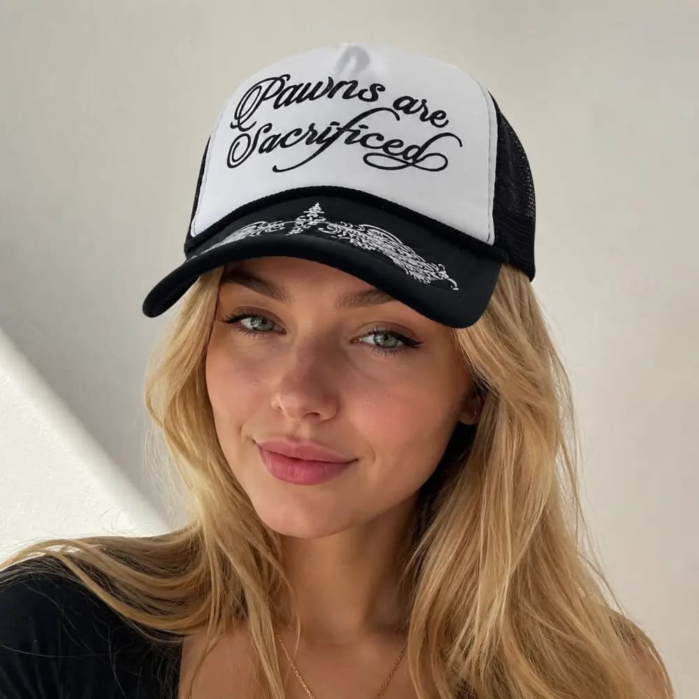 Trendy Breathable Mesh Baseball Hats Adjustable Hiphop Sunscreen Hats Letters Printed Cotton Sun Protection Cap Outdoor Sports