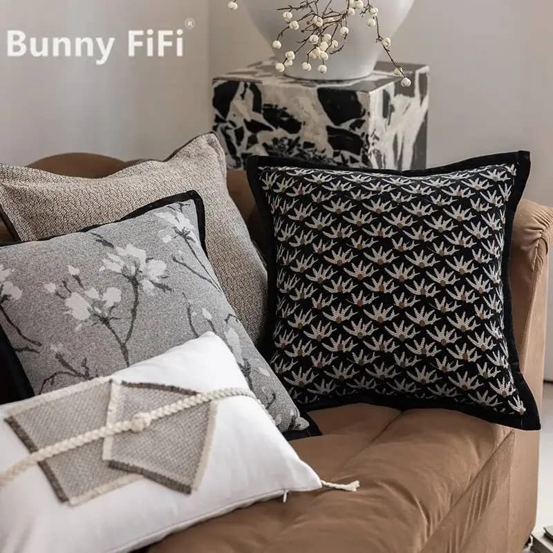 Fodere per cuscini jacquard in stile nordico, lussuose federe decorative in ciniglia con motivi floreali e geometrici per divano, letto e decorazioni per la casa