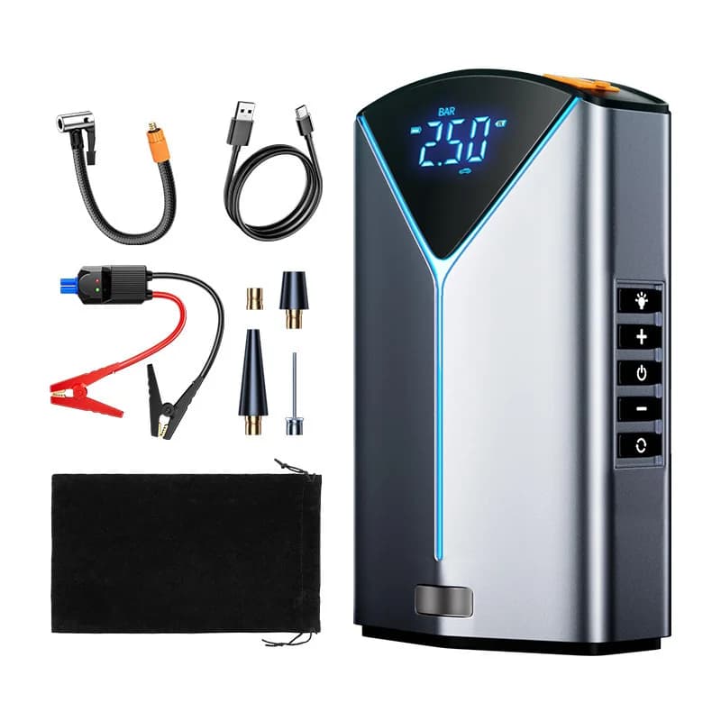 10000 mAh Car Battery Starter&Air Pump 12V Booster Emergency Jump Starter LED Light Powerbank Compressor Auto Splitter