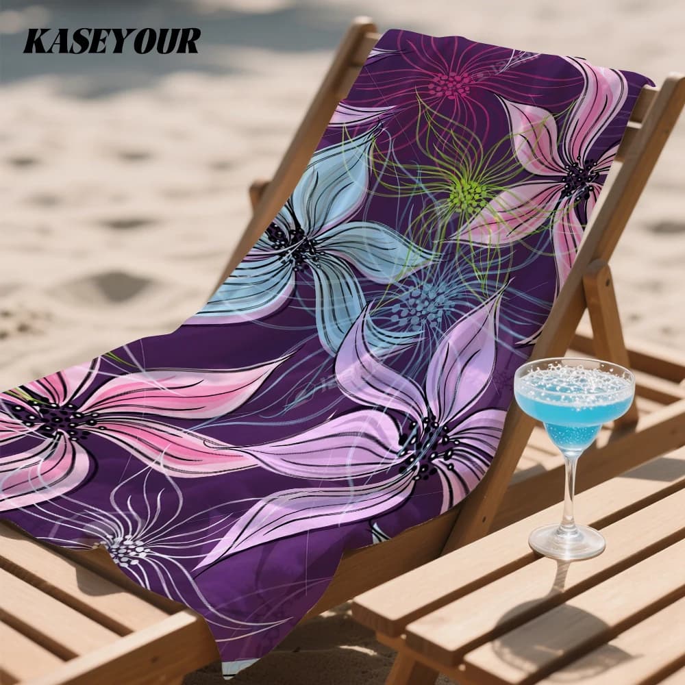 Vivid Blooms Oversized Microfiber Beach Towel Sand Proof Quick Dry, Absorbent for Swimming Pool Travel Camping