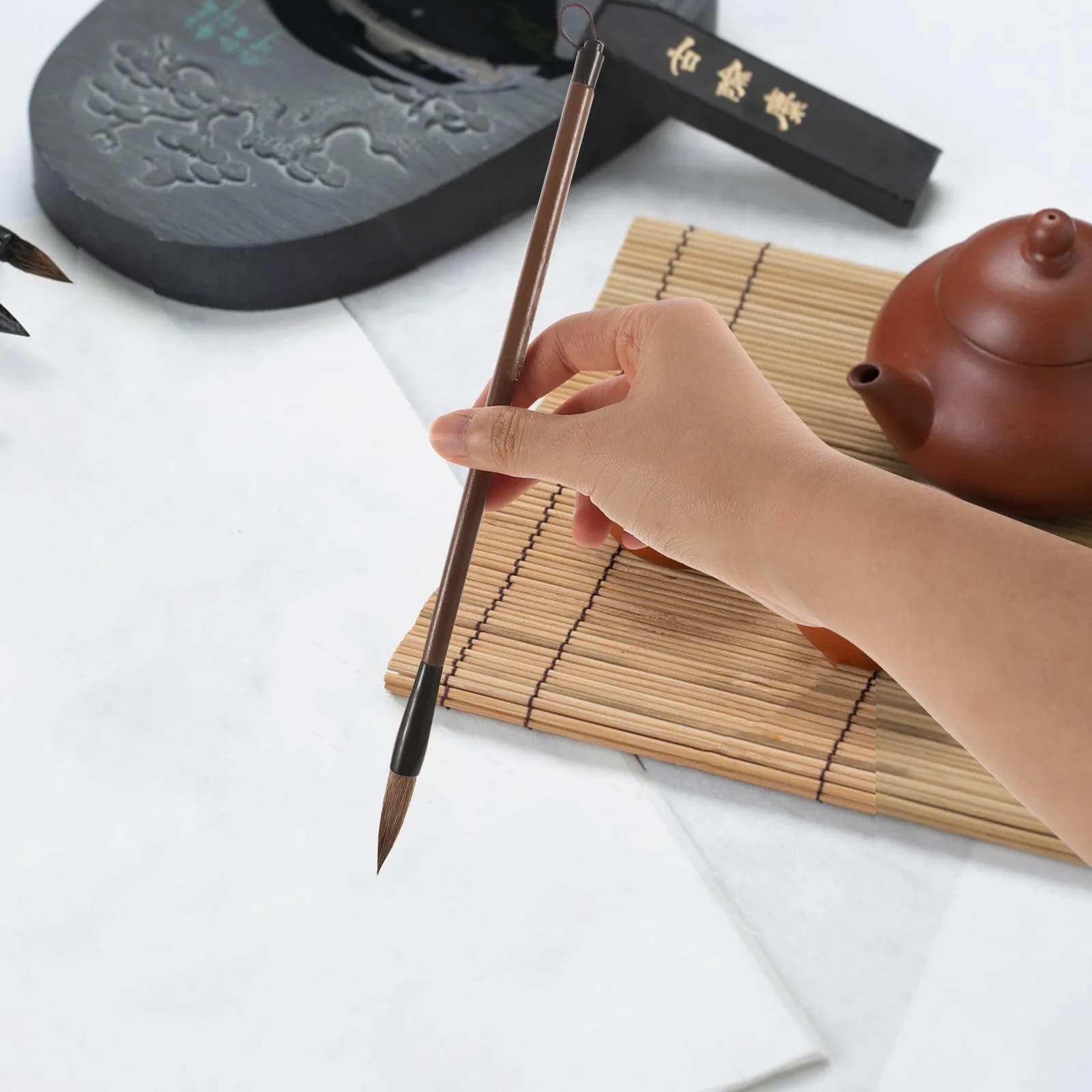 12Pcs Chinese Brush Set Wenfang Calligraphy Pens for Ink Painting Calligraphy Practice Regular Script Semicursive Script