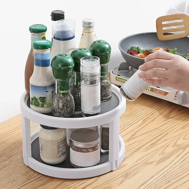 360 ° Giradischi Lazy Spice Organizer Rotante per condimenti Spinner per dispensa, armadietto, piano di lavoro della cucina, tavolo da tavolo