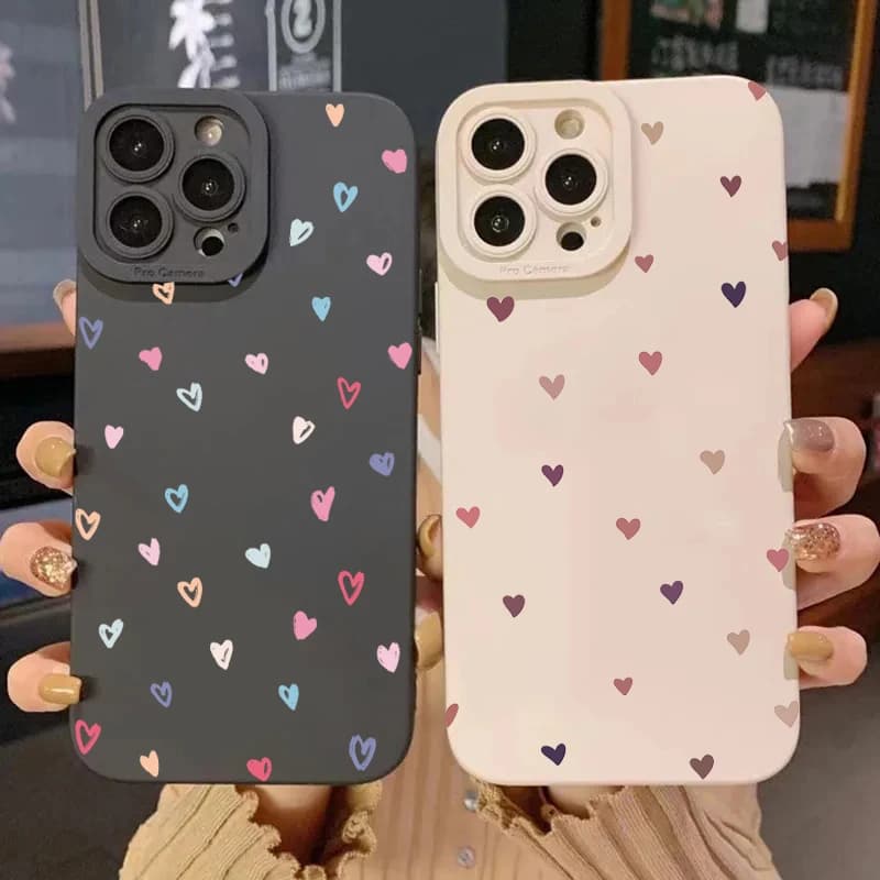 Custodia morbida in silicone colorato piccolo cuore d'amore per iPhone 15 16 Pro Max 11 12 13 14 XS XR X SE 7 8 Plus 16E Cover antiurto